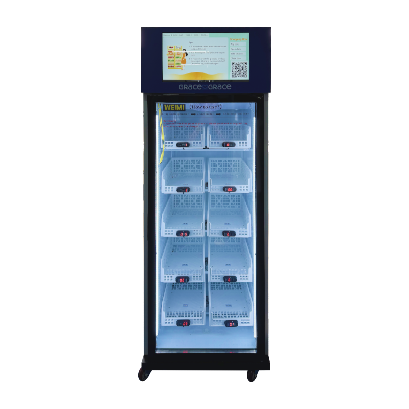 Weight-Sensing Vending Fridge with Cooling System & Card Reader for Fresh Produce