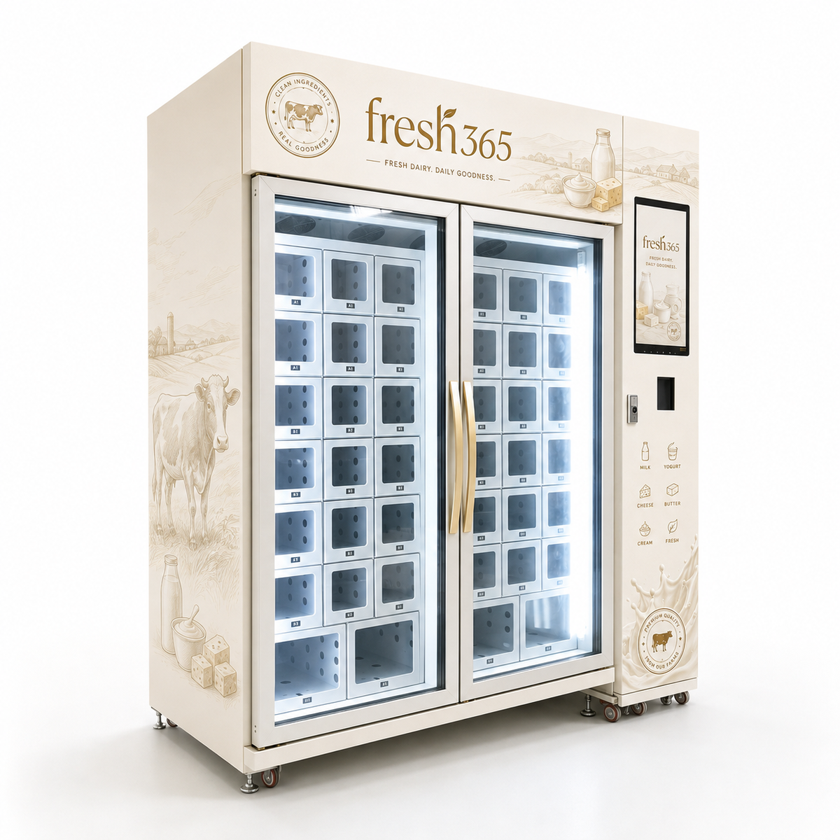 Dairy & Cheese Vending Machine with Big Touchscreen and Temp Control for Unattended Farm Retail