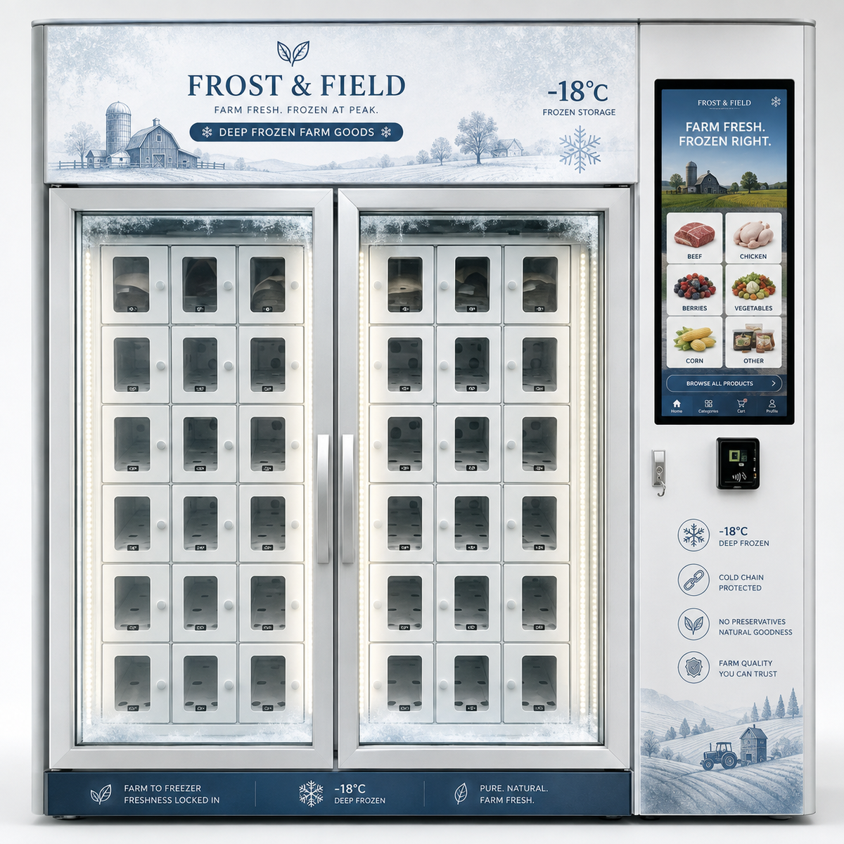 Frozen Food Locker Vending Machine with Large Capacity for 24/7 Farm Shop