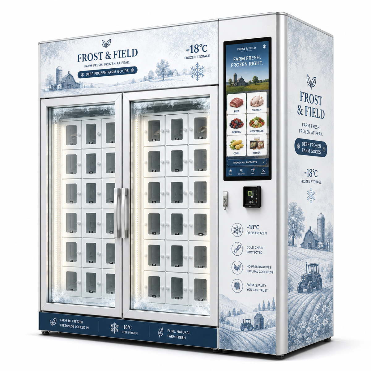 Frozen Food Locker Vending Machine with Large Capacity for 24/7 Farm Shop