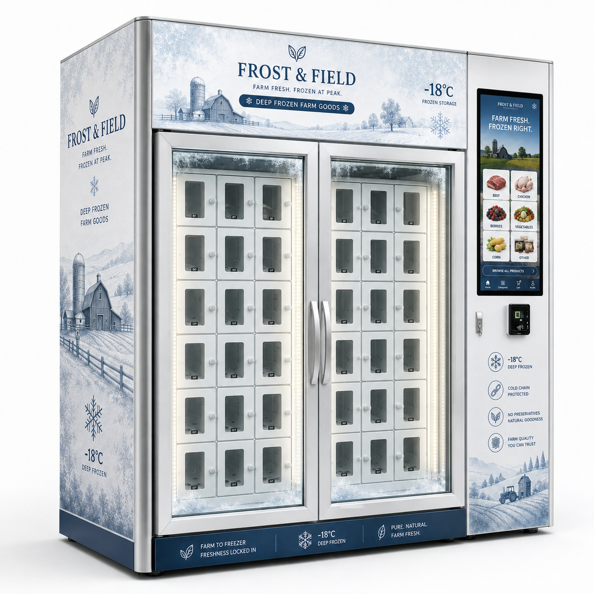 Frozen Food Locker Vending Machine with Large Capacity for 24/7 Farm Shop