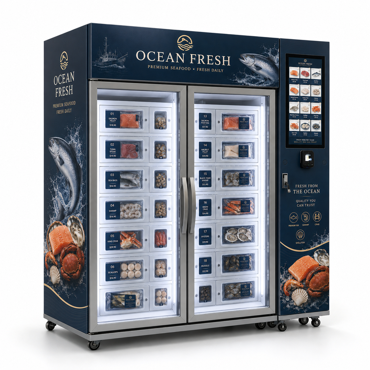 Frozen Seafood Locker Vending Machine with Smart System for 24/7 Farm Retail