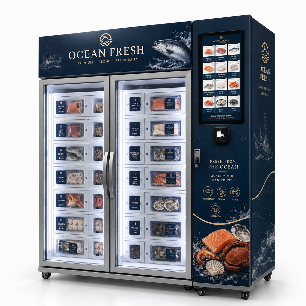 Frozen Seafood Locker Vending Machine with Smart System for 24/7 Farm Retail